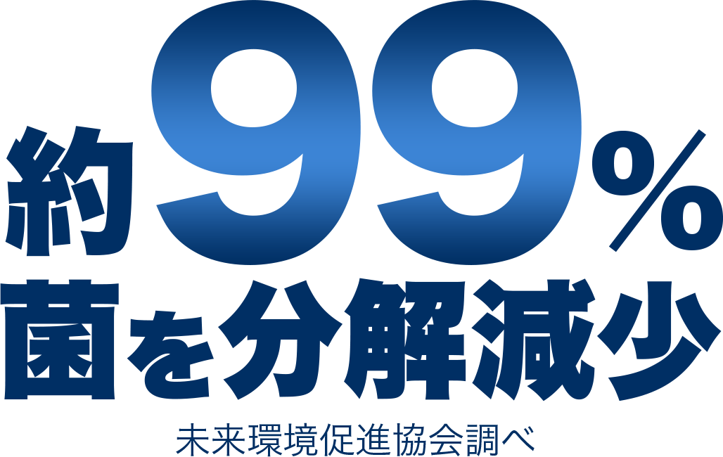 約99% 菌を分解減少 未来環境促進協会調べ